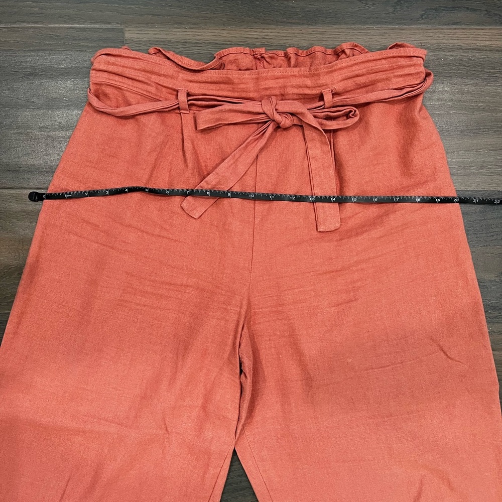 Monteau Rust Wide Leg Paperbag Tie-Waist Pants - Picture 8 of 13